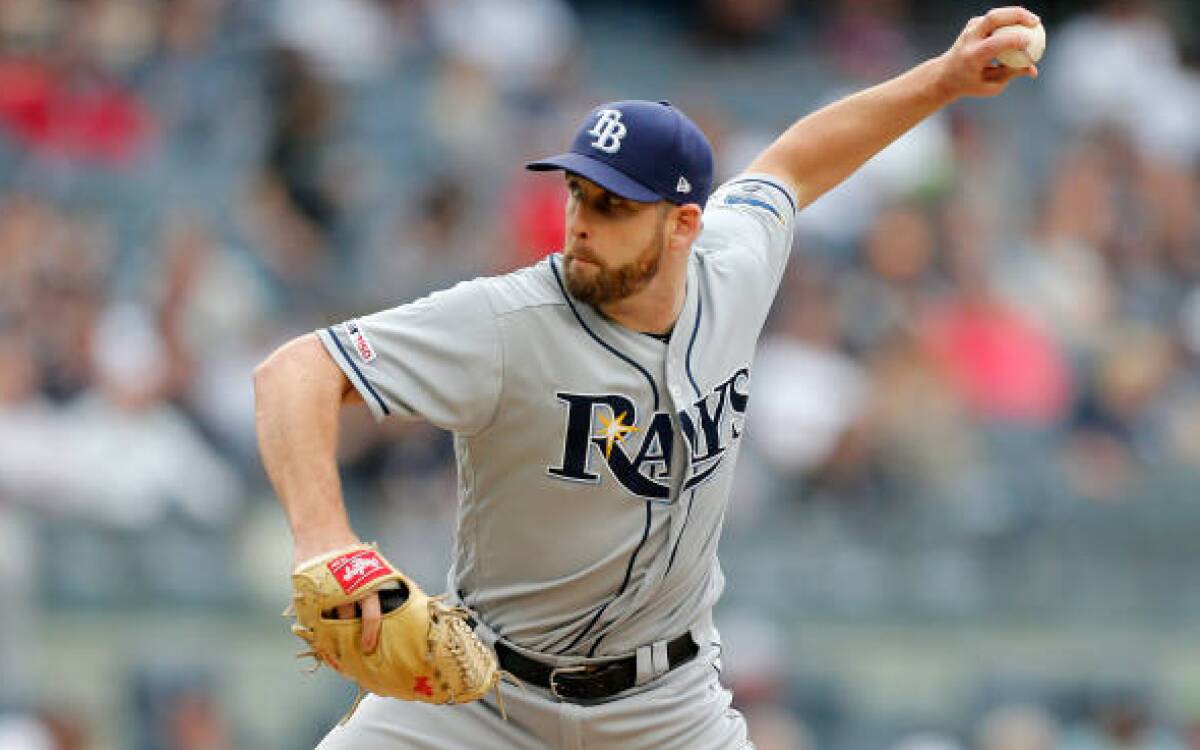 Adam Kolarek pitches for the Tampa Bay Rays against the New York Yankees on June 19 in New York.