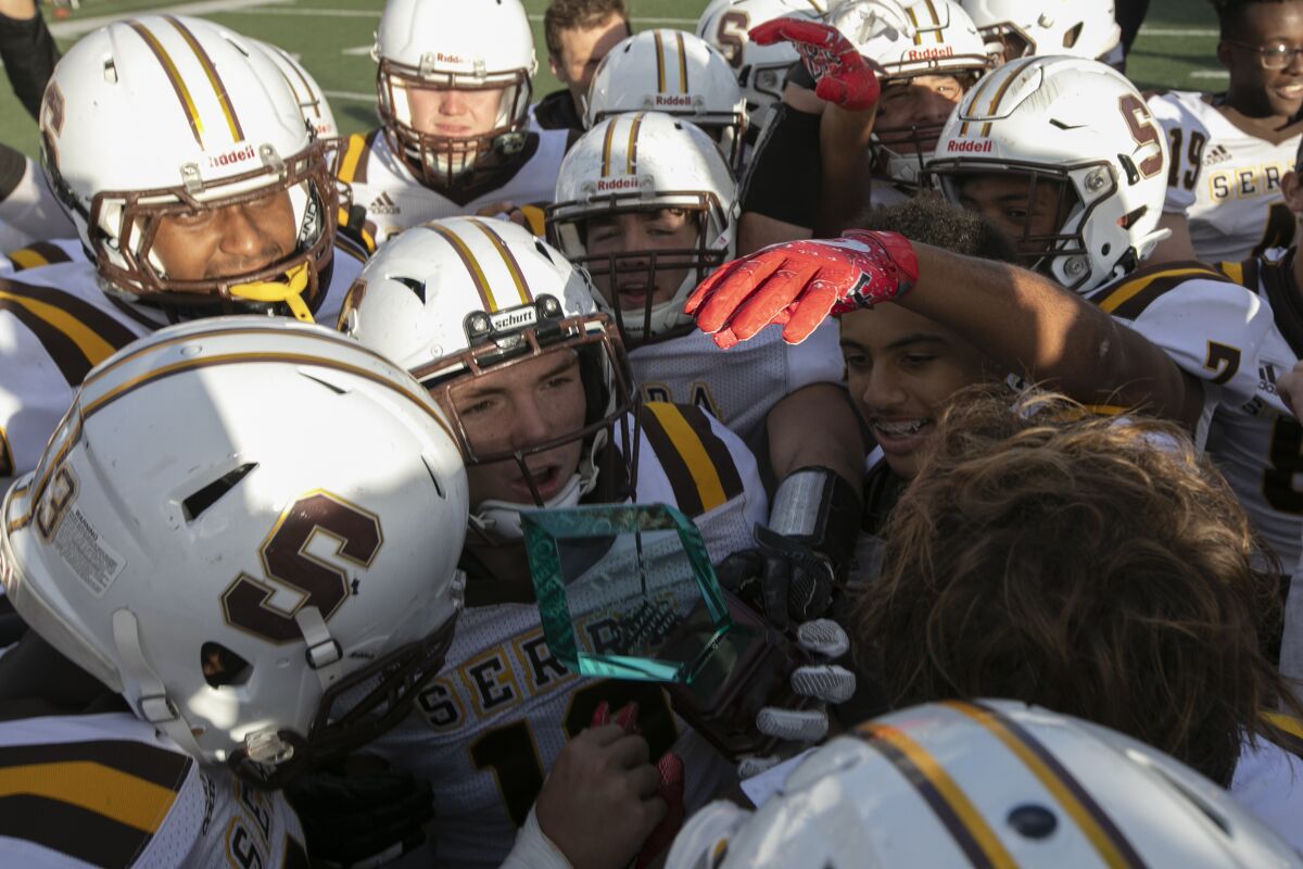 Serra players celebrate their San Diego Section Division IV championship last week.