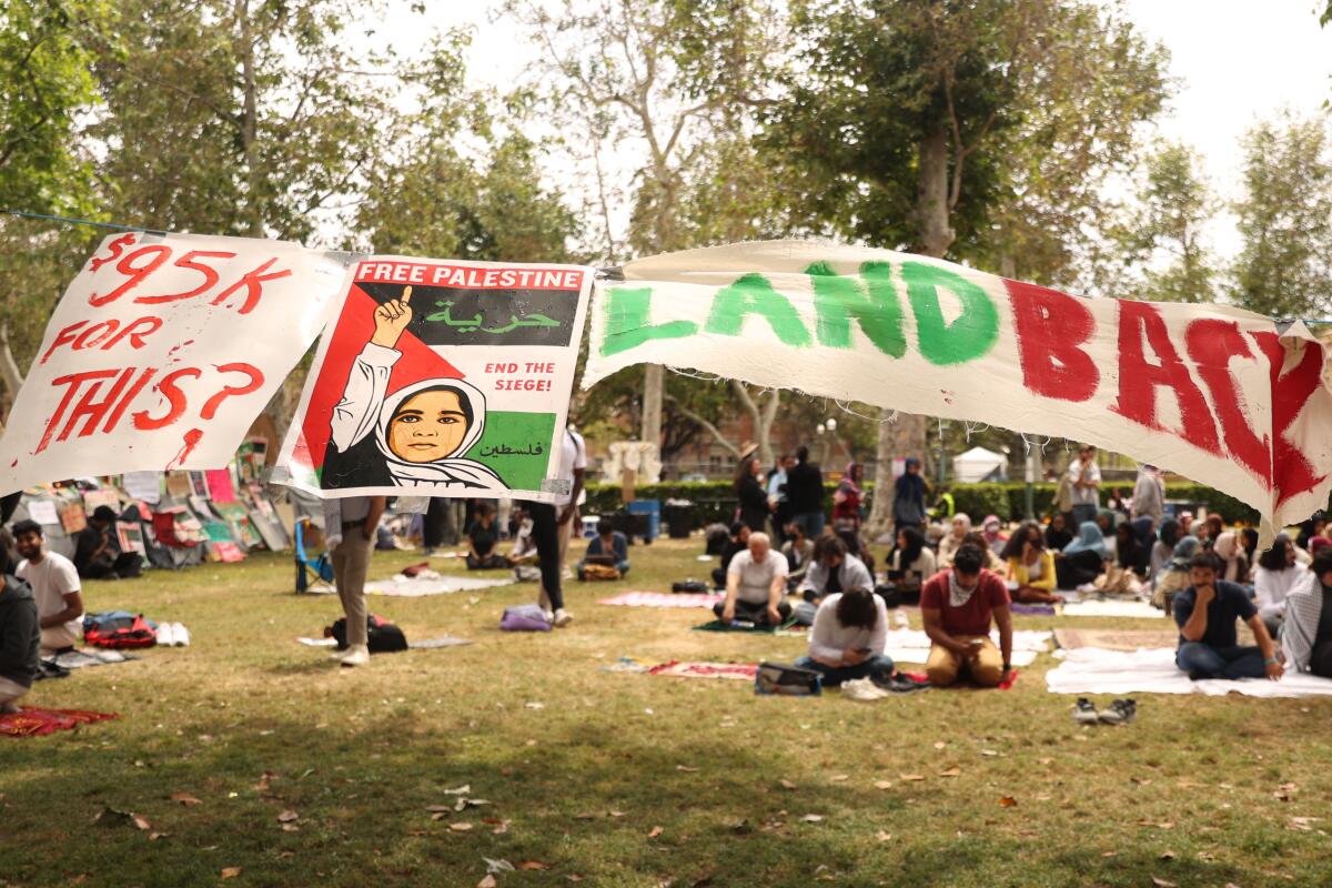 USC students at the pro-Palestinian student encampment at USC.