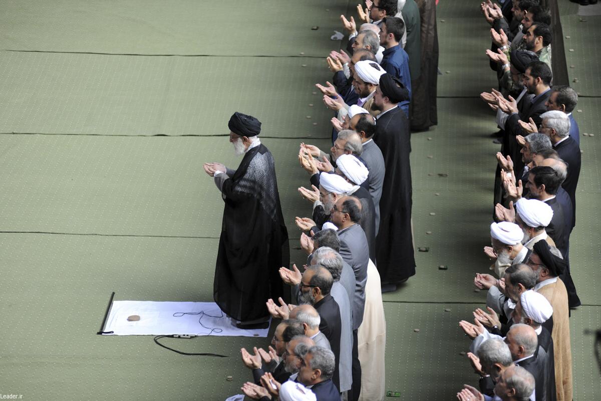 Iranian Supreme Leader Ayatollah Ali Khamenei has announced he will lead Friday prayers in Tehran — something he does only in times of crisis. Above, he leads the Eid al-Fitr prayer in Tehran in July 2018.