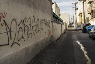 MS-13 graffitti can be seen in Los Angeles in April 2018.