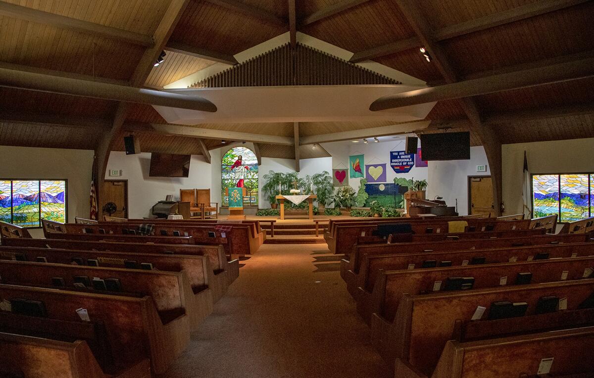 The sanctuary at Surf City Church as seen in 2023.