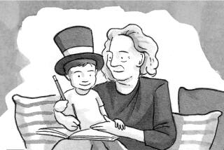 Comic panel of a grandmother drawing on a pad for a child, who is wearing a magician's hat and sitting on her lap.