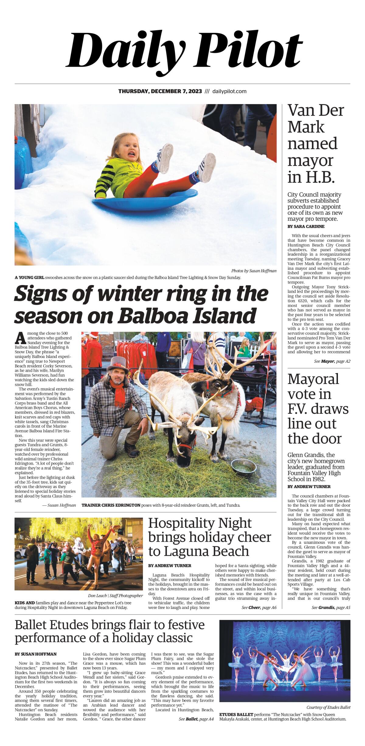 Front page of the Daily Pilot e-newspaper for Thursday, Dec. 07, 2023.