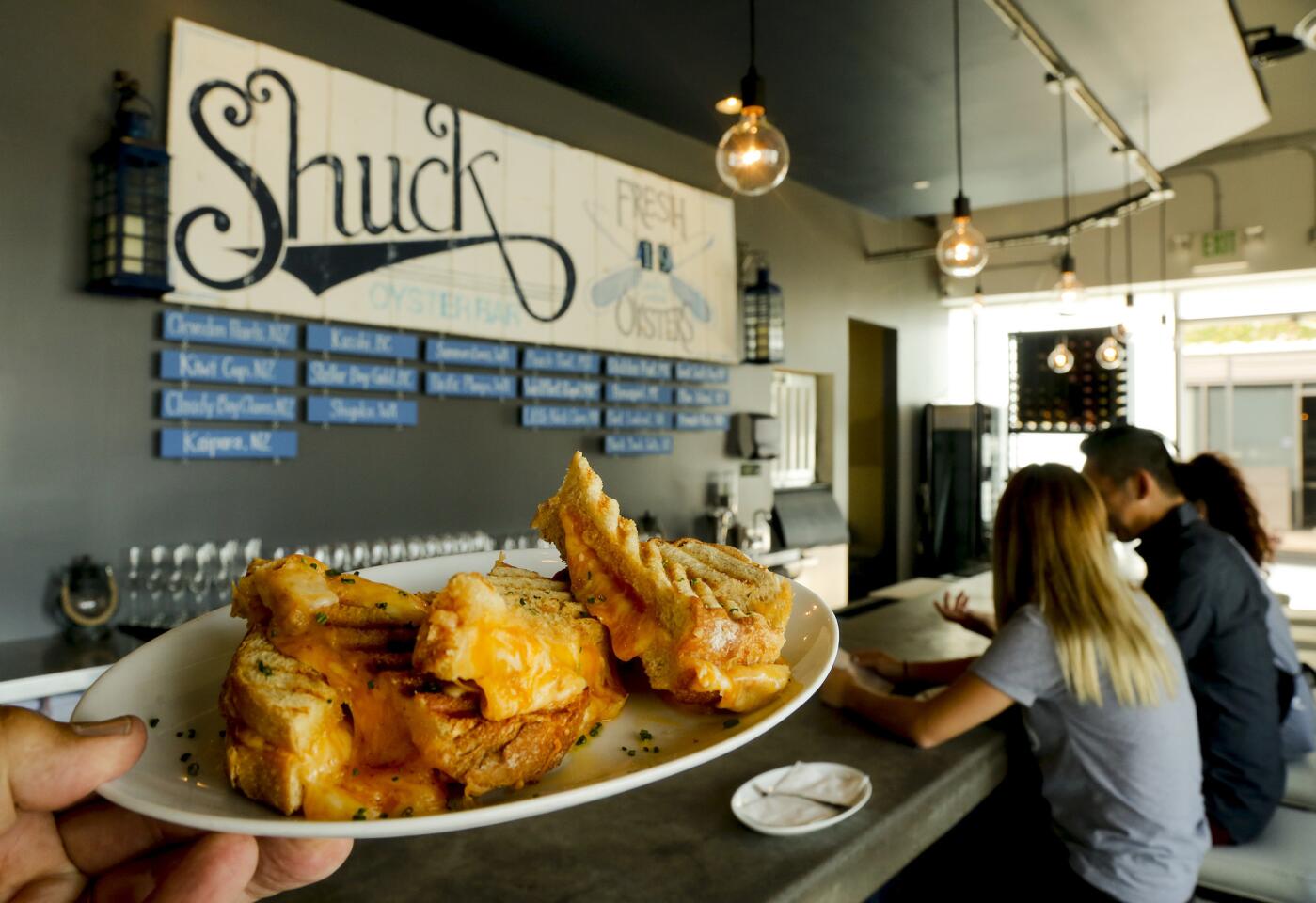 The grilled cheese is one of the signature dishes at Shuck in the OC Mix at SoCo in Costa Mesa.