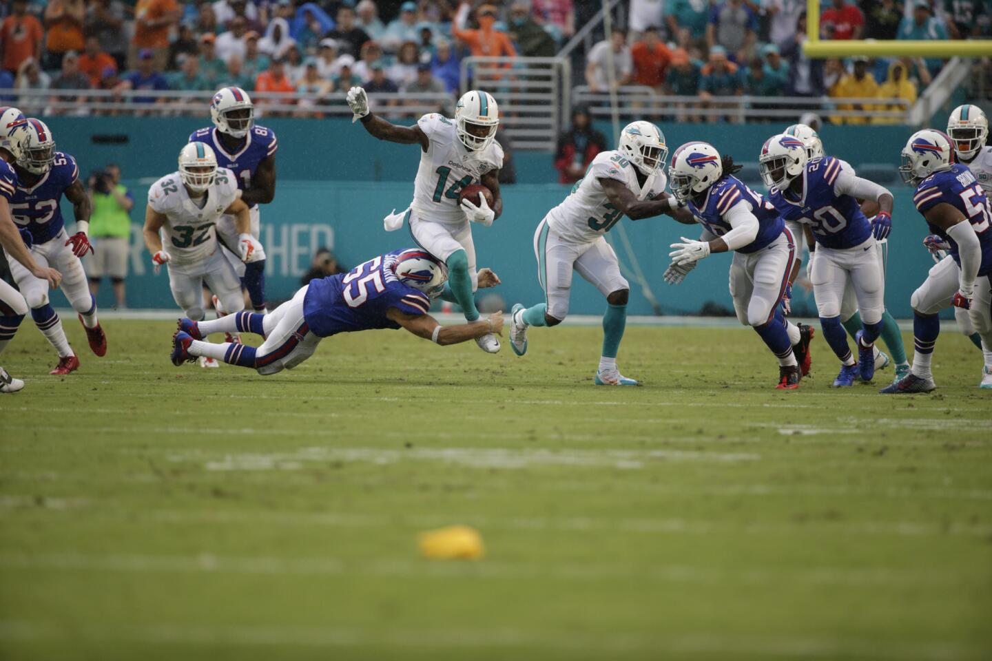 Jarvis Landry picked up kickoff-return duty (to go with punt returns), and that is dangerous business