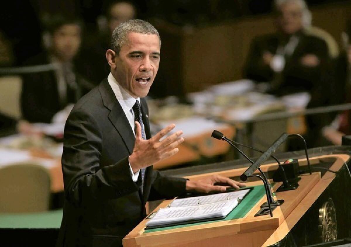 In a speech at the U.N., President Obama said the strongest weapon against hateful speech "is not repression; it is more speech."