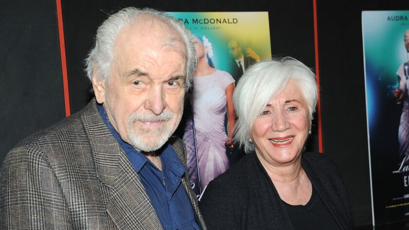 Louis Zorich and his wife, actress Olympia Dukakis, are seen in New York in 2014.