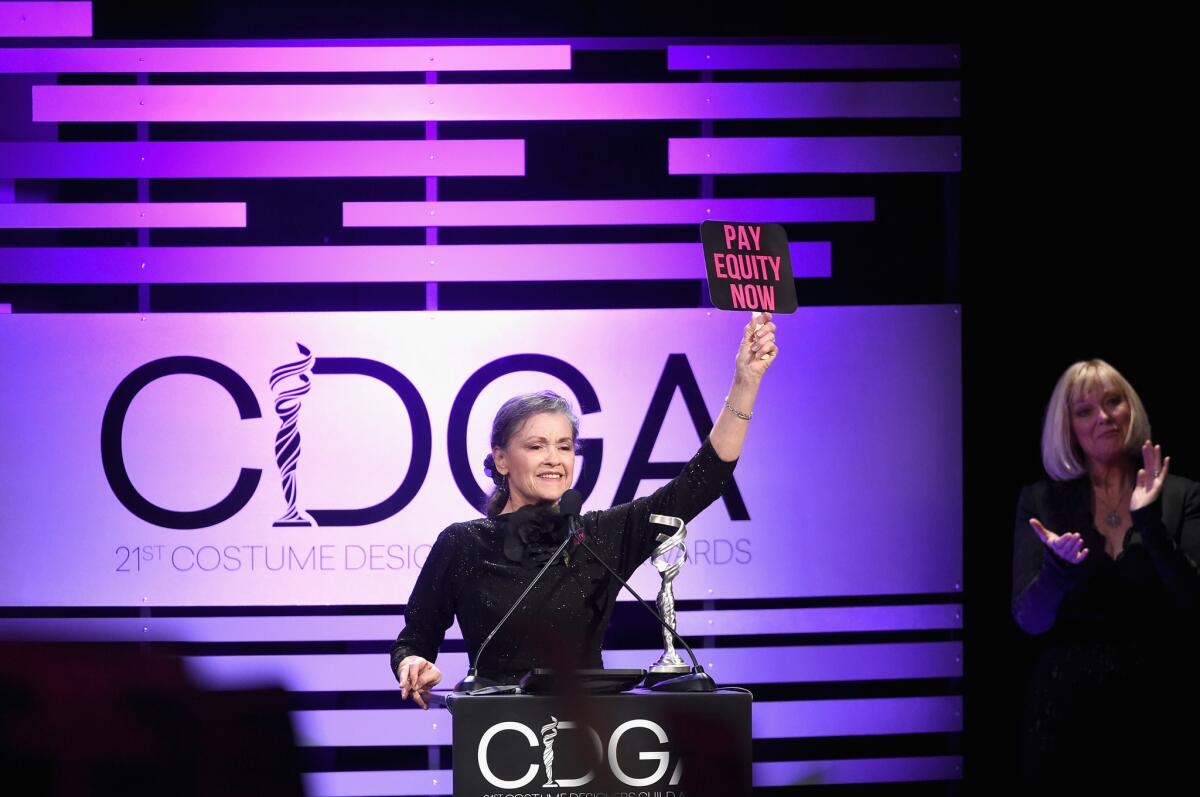 Betty Pecha Madden accepts the distinguished service award during the 21st Costume Designers Guild Awards.