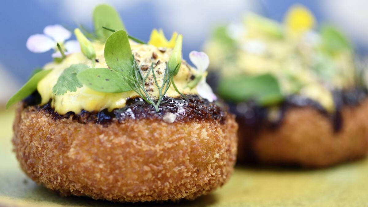 Squash croquettes with a creamy tamago sauce.