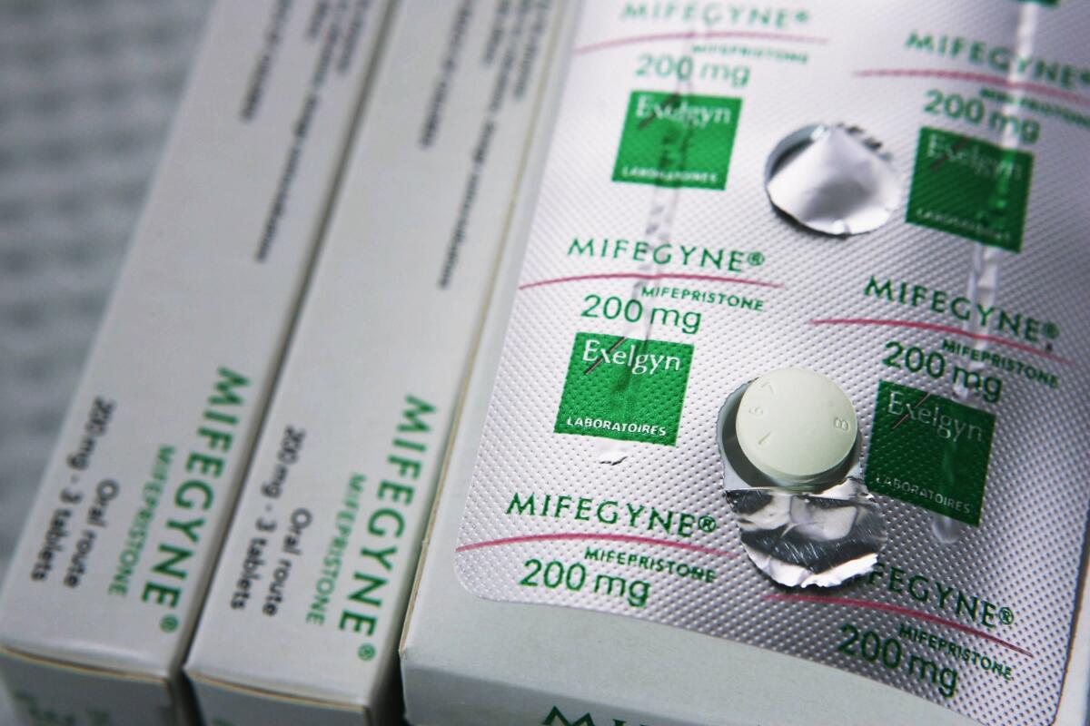  Boxes and blister packs of the abortion pill Mifepristone