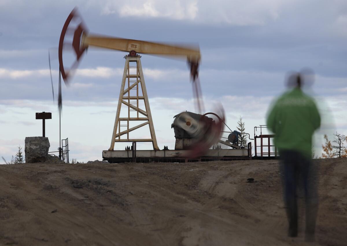 An oil rig shown near the town of Usinsk, 930 miles northeast of Moscow. 