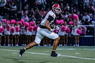 Orange Lutheran tight end AJ Ia caught two touchdown passes against St. John Bosco.