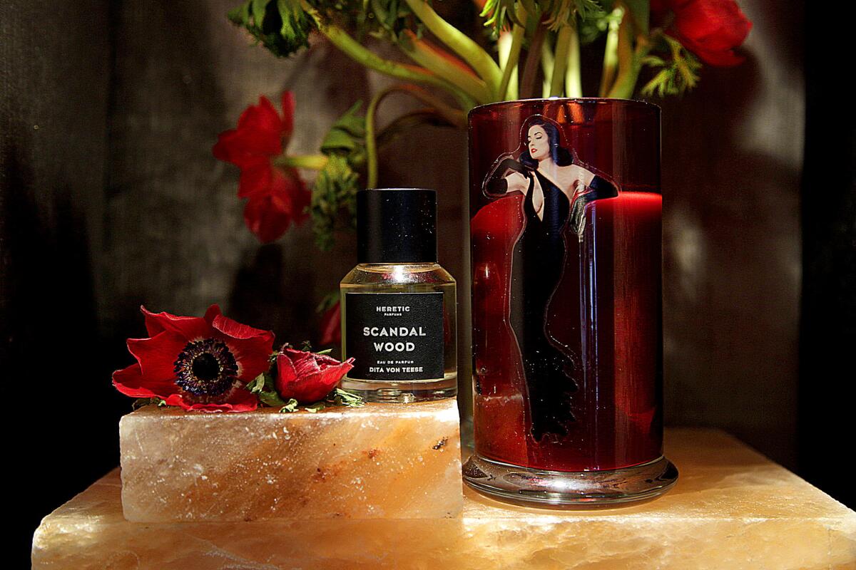 Burlesque artist Dita von Teese worked with Little on a fragrance.