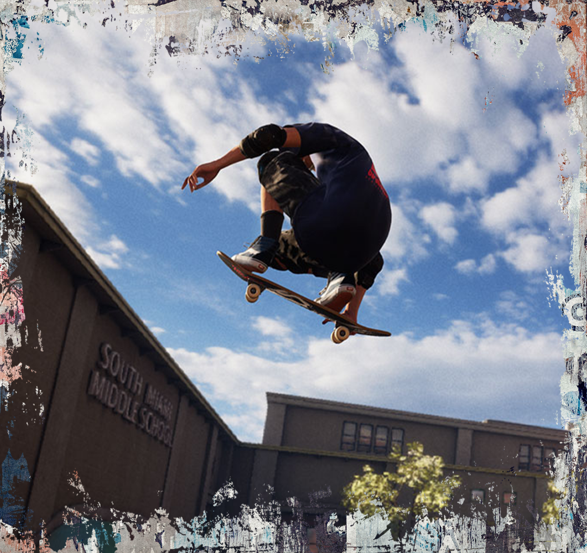 Tony Hawk prend son envol sur un half-pipe aux X Games tandis qu'une foule regarde dans les gradins.