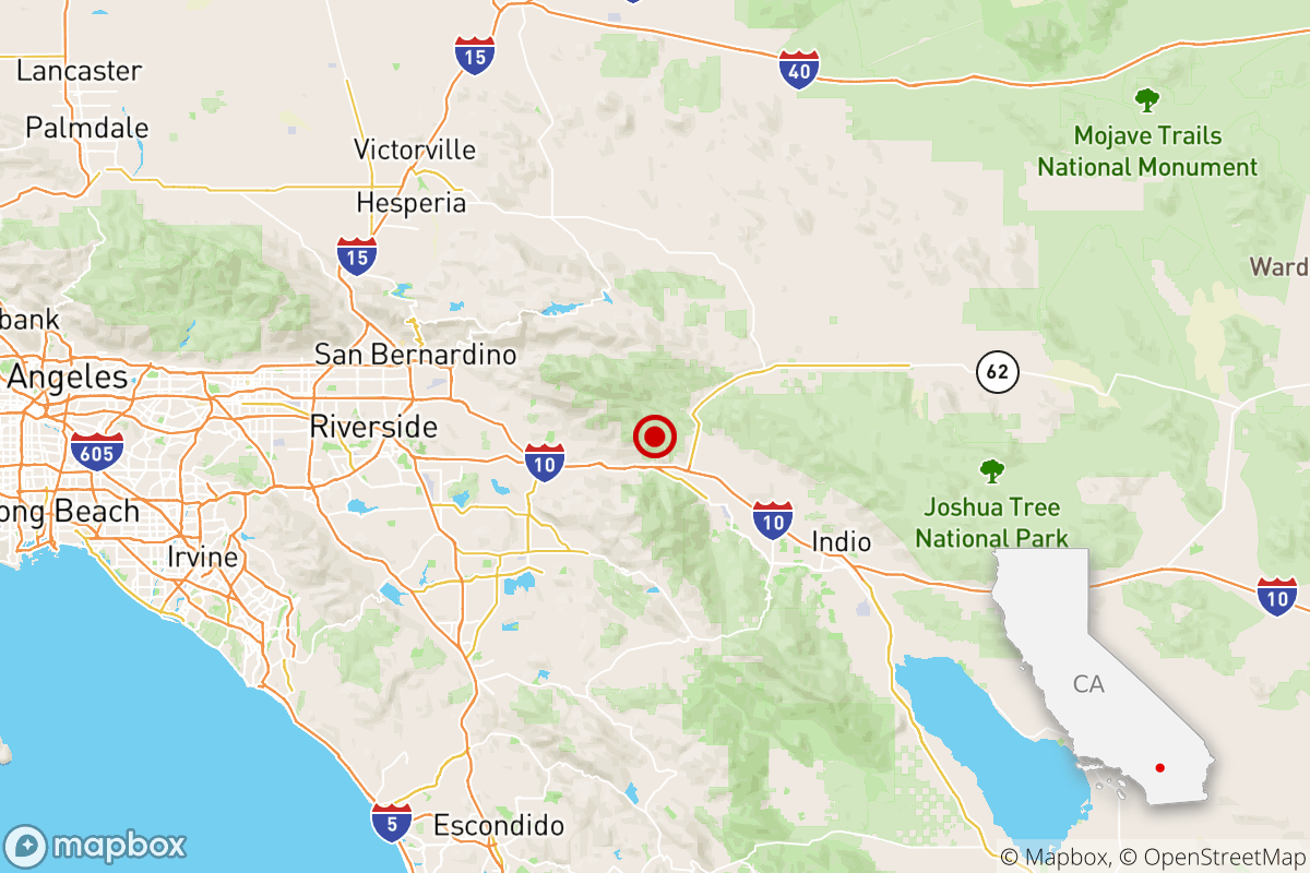 Earthquake Strikes Near Desert Hot Springs Calif Los Angeles Times Map Of California Showing Palm Springs