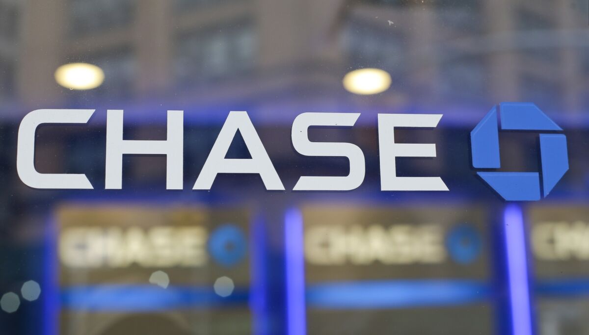 A Chase bank window in New York.