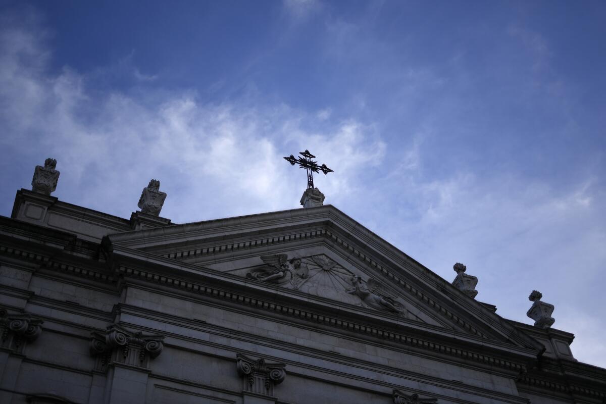 A cross atop a church.
