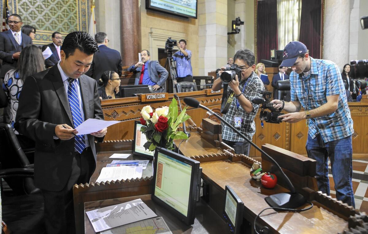 L.A. City Councilman David Ryu, left, entered politics in 2003 as a deputy to L.A. County Supervisor Yvonne Burke. “It was just inevitable that elected officials wanted to build that bridge, and they hired deputies that looked like those communities,” he said.