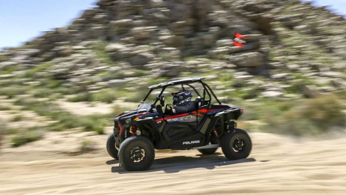 A Polaris off-road vehicle rented from Happy Trails Rental in Lucerne Valley.
