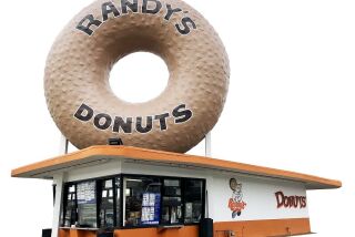 The original Randy's Donuts shop in Los Angeles.  