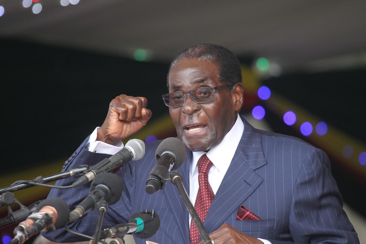 Zimbabwean President Robert Mugabe speaks Feb. 27 during celebrations to mark his 92nd birthday in Masvingo.