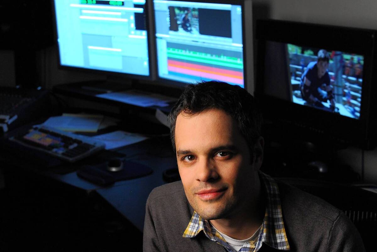 Thor Freudenthal sits at the edit bay at Fox Studios where the movie "Percy Jackson: Sea of Monsters" is coming together.