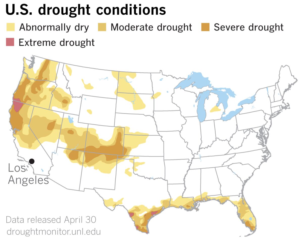 Northern California and the Pacific Northwest are gripped by an expanding drought.