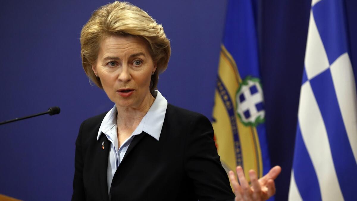 European Commission chief Ursula von der Leyen, shown in 2019 in Athens.