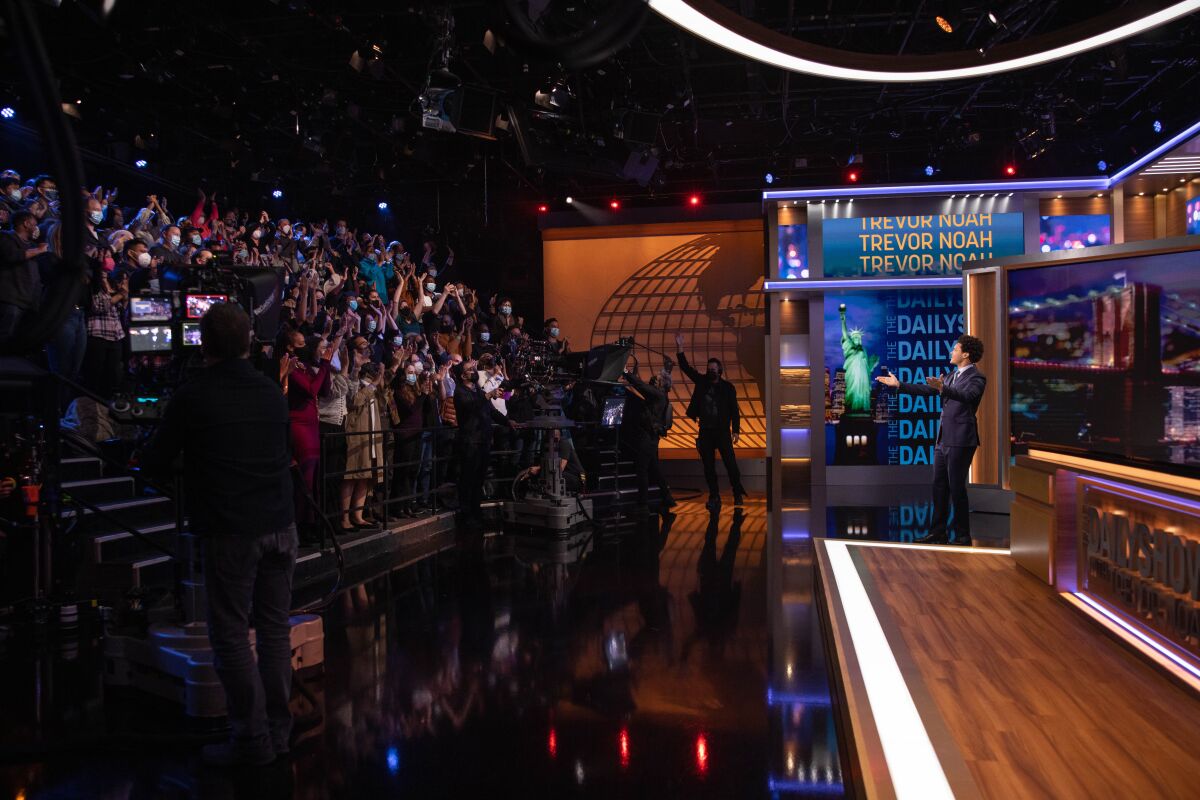 Trevor Noah bids the audience and crew farewell on his final night as host of "The Daily Show."