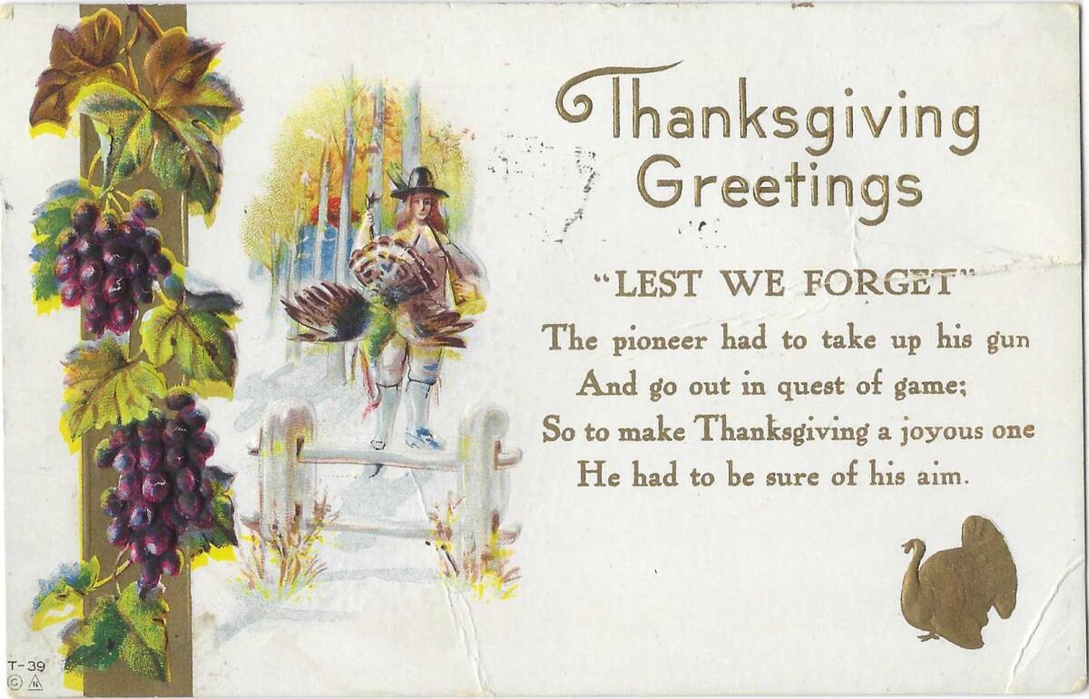 "Thanksgiving Greetings: 'Lest We Forget'"