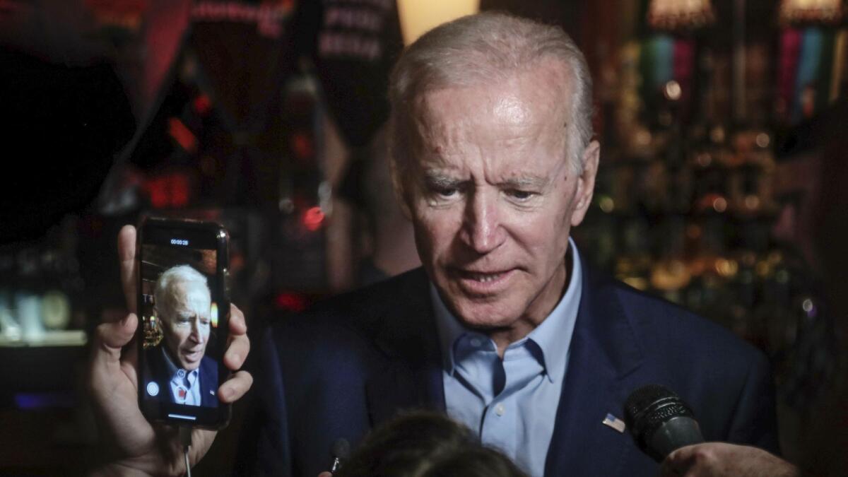 Democratic presidential candidate Joe Biden campaigns in New York on Tuesday.