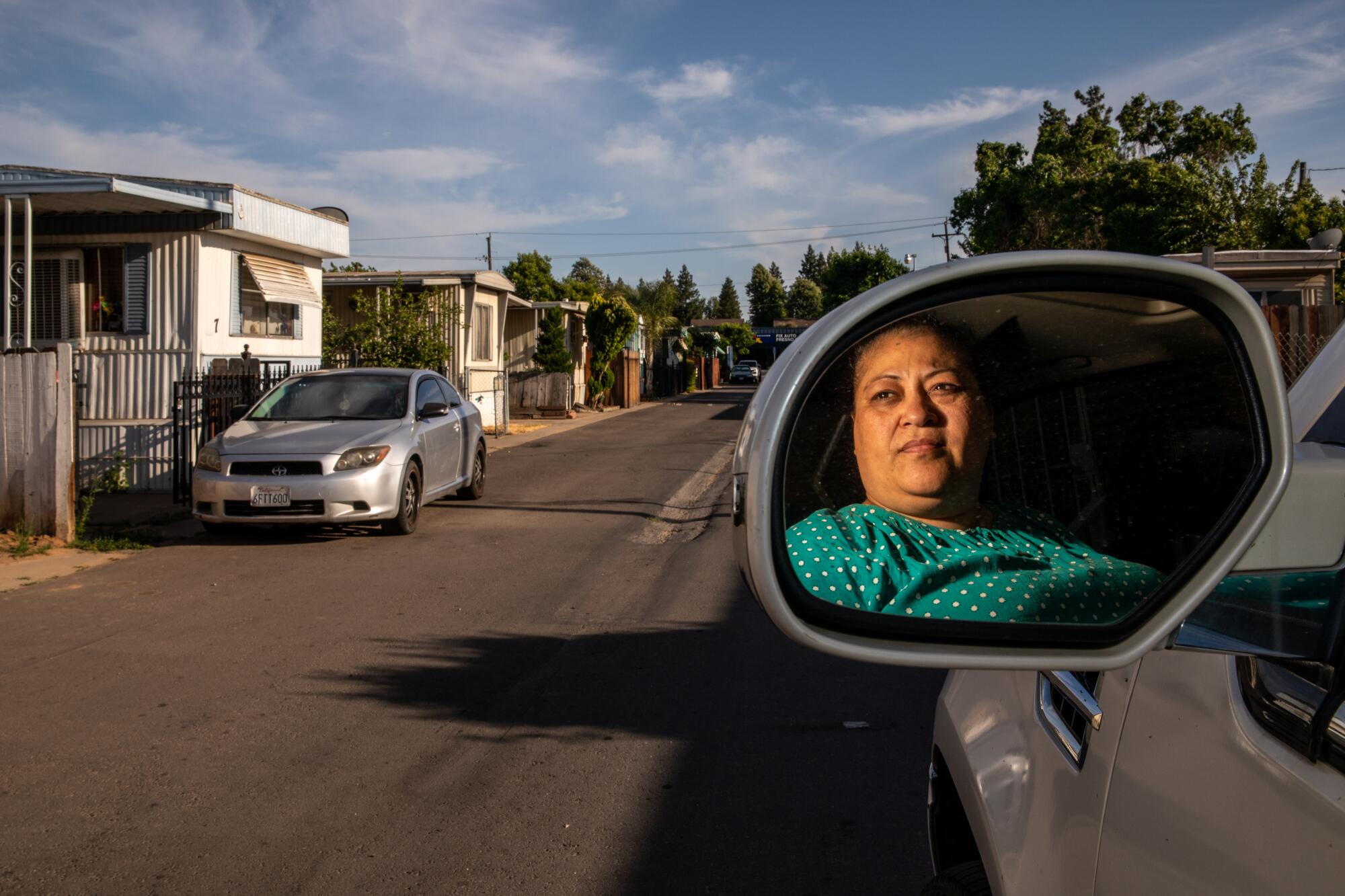 Jackelyne Garcia, 47, who lives with 4 children in a single wide mobile home for last 13 years in La Hacienda Mobile Estate