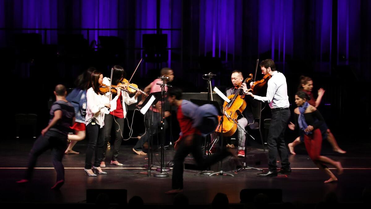 Southern California is awash in chamber music. The trick is sorting out who to hear, and where. Pictured here, the Lyris Quartet performing with dancers at the Valley Center for the Performing Arts in Northridge as part of the Jacaranda music program.