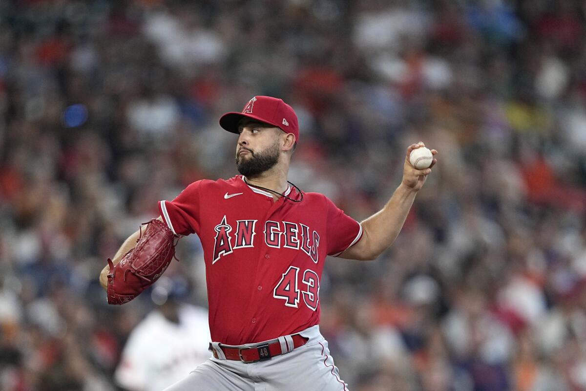 Angels starter Patrick Sandoval gave up six runs and eight hits in 3 1/3 innings.