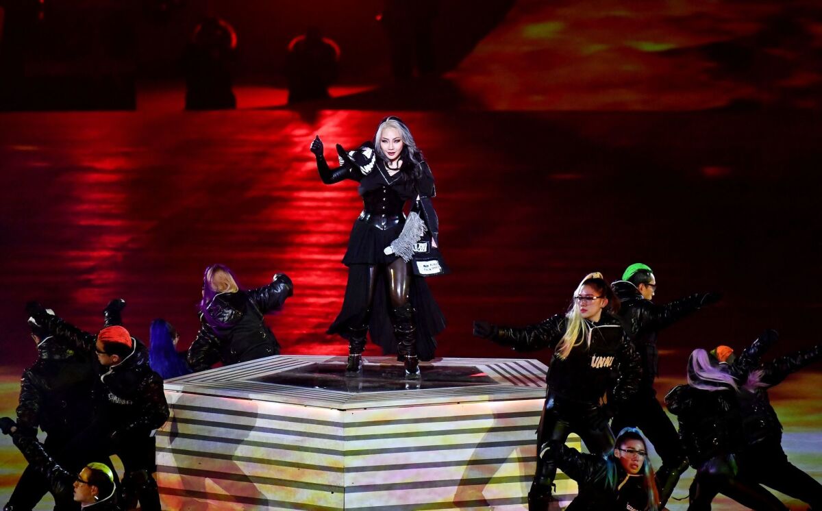 South Korean singer CL performs during the closing ceremony of the 2018 Pyeongchang Olympic Games.