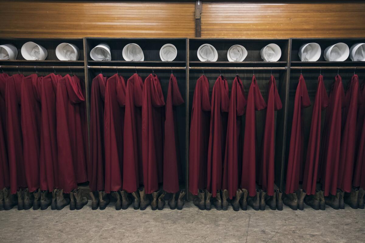 A closet full of cloaks and wings. (George Kraychyk / Hulu)