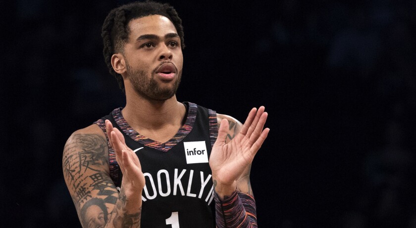 Nets guard D'Angelo Russell scored a career-high 44 points on Tuesday in Sacramento.
