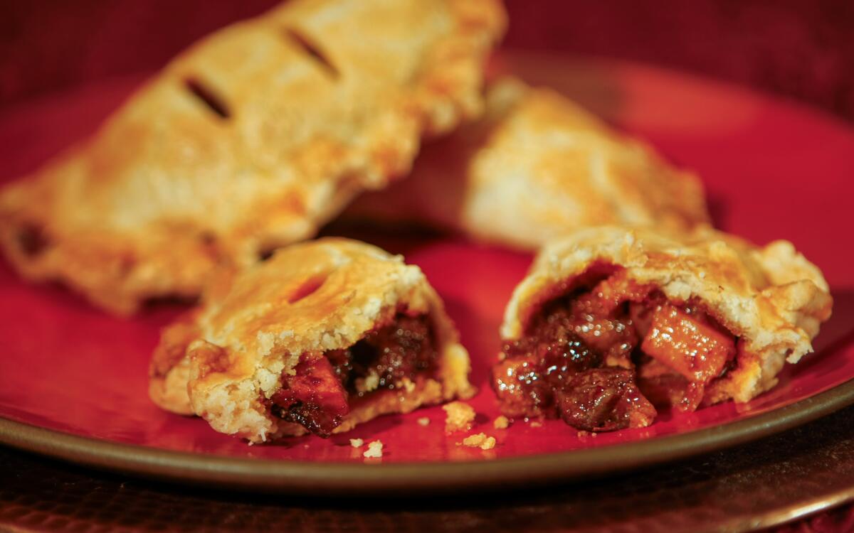 Curried lamb pasties with spicy sweet potato and tamarind