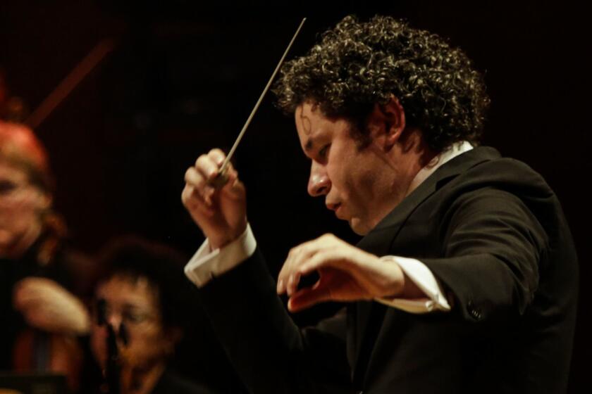 LOS ANGELES, CA -- THURSDAY, OCTOBER 11, 2018-- The Los Angeles Phil conductor Gustavo Dudamel performs Thursday, October 11, 2018. (Maria Alejandra Cardona / Los Angeles Times)