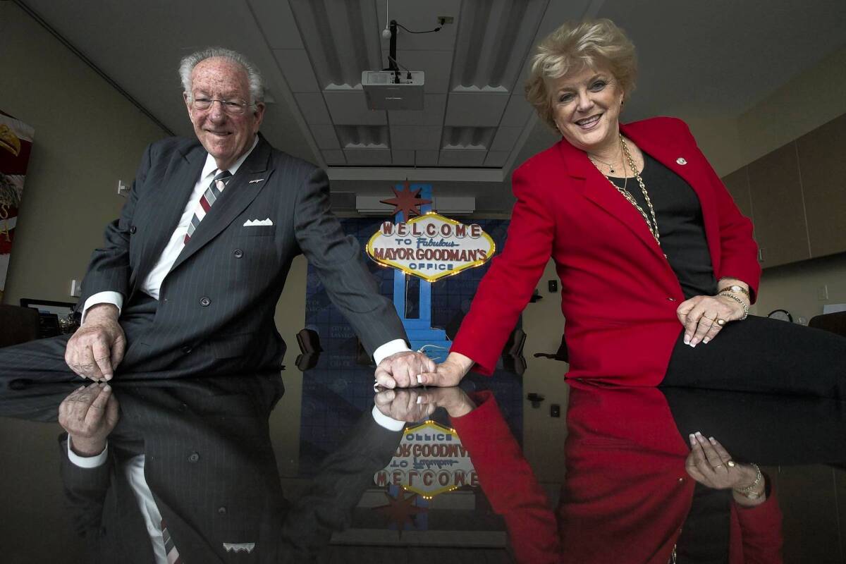 Three-term Las Vegas Mayor Oscar Goodman was succeeded in 2011 by his wife, Carolyn Goodman.