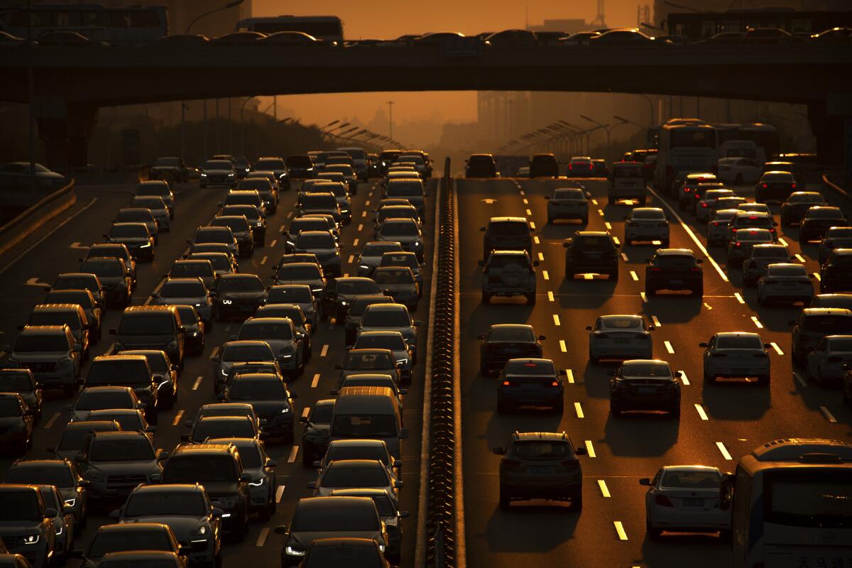 An expressway during rush hour in Beijing. Governments will gather soon in Madrid for an annual climate change meeting.