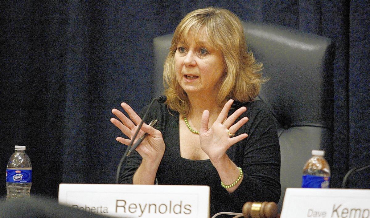 File Photo: Burbank School Board's Roberta Reynolds attends a candidates forum, which took place at Burbank City Hall on Wednesday, Jan. 20, 2011.