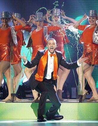 Host Justin Timberlake performs at the Nickelodeon 20th Annual Kids' Choice Awards at UCLA's Pauley Pavilion.