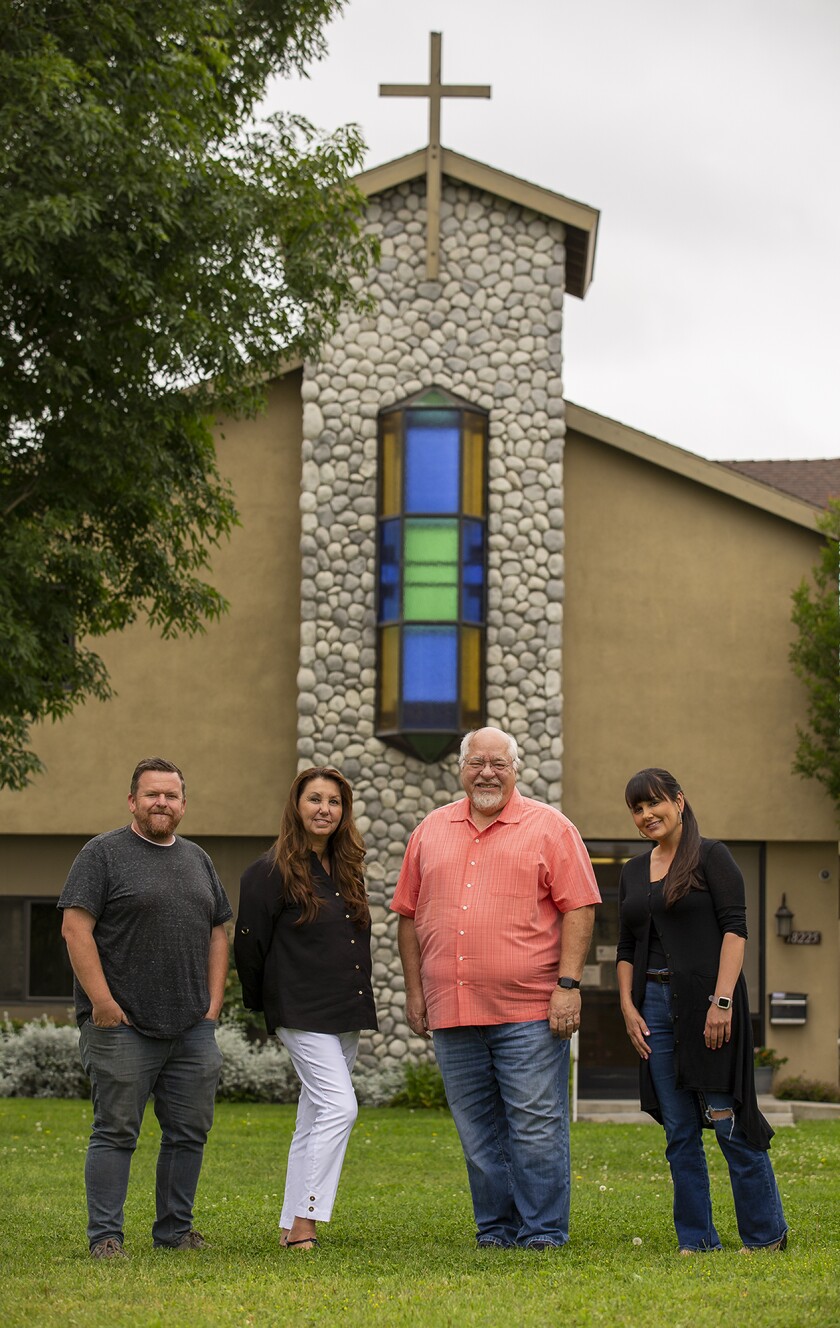 Ric Seaver, from left, Lee Selby, Glen Haworth, pastor of the Fount Church and Kristin Selby Gonzalez are planning the prom.