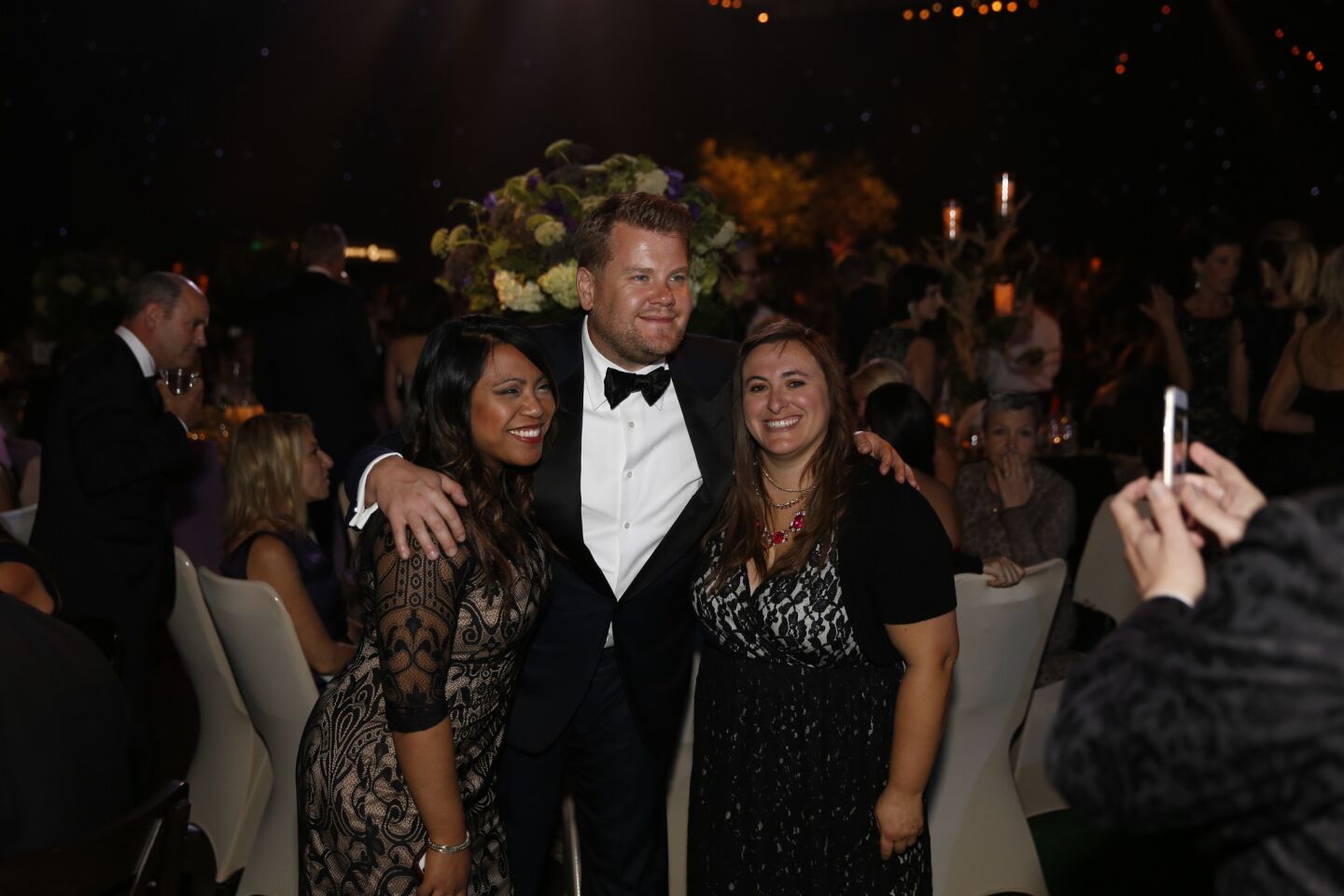 James Corden poses with fans at the Governors Ball after the 68th Primetime Emmy Awards.