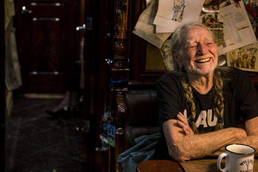 HOLLYWOOD, CALIF. - OCTOBER 22: Singer, songwriter, and musician Willie Nelson, photographed during an interview with LA Times Writer Randy Lewis in Nelson's Tour Bus before a taping of "Jimmy Kimmel Live!" at Disney's El Capitan Theater, on Monday, Oct. 22, 2018 in Hollywood, Calif. (Kent Nishimura / Los Angeles Times)