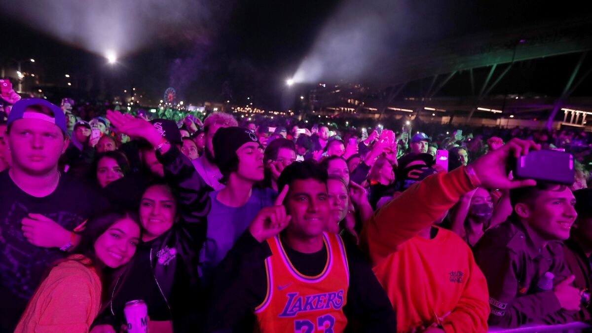 The crowd at this year's Rolling Loud hip-hop festival, held in and around Exposition Park.