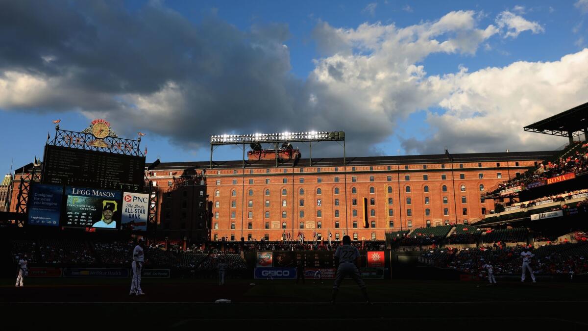 The Pittsburgh Pirates play the Baltimore Orioles at Camden Yards earlier this month.