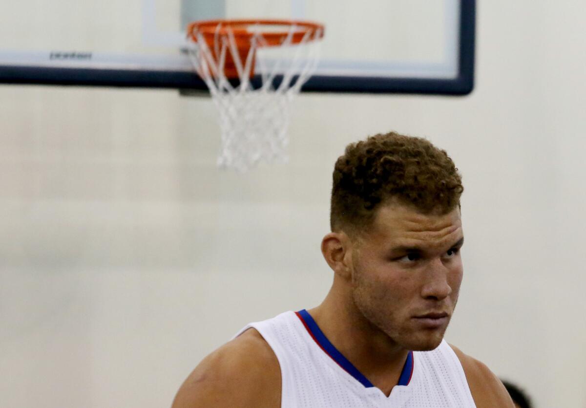 Clippers forward Blake Griffin attends the team's media day in Playa Vista on Sept. 25.